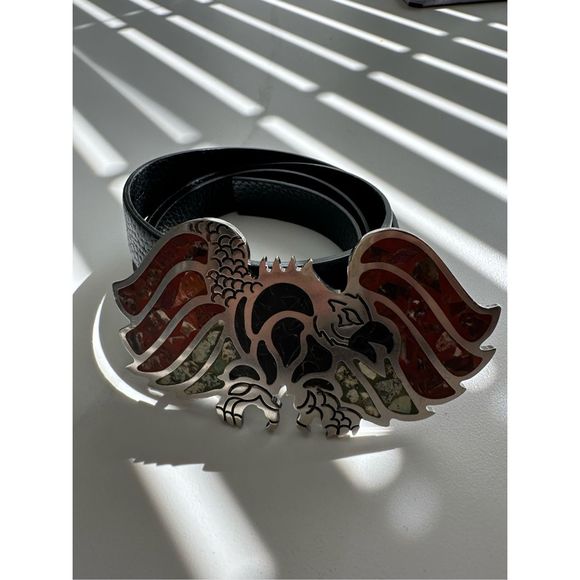 VALENTINO GARAVANI Hawk Buckle Studded Leather Belt